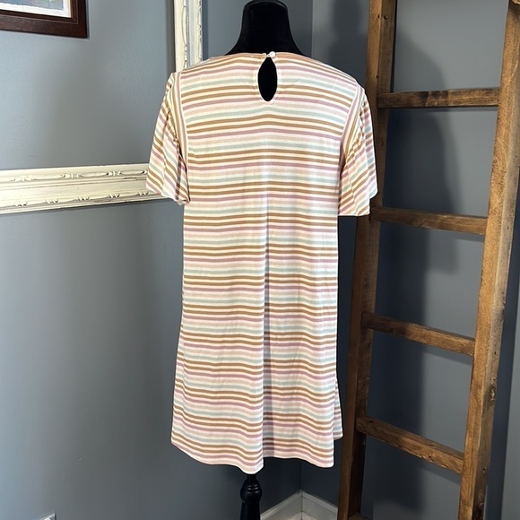 Como Blu Women's Large Short Flutter Sleeve Dress Stripes Ribbed Office Spring - Picture 7 of 8